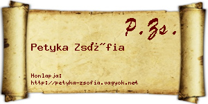 Petyka Zsófia névjegykártya
